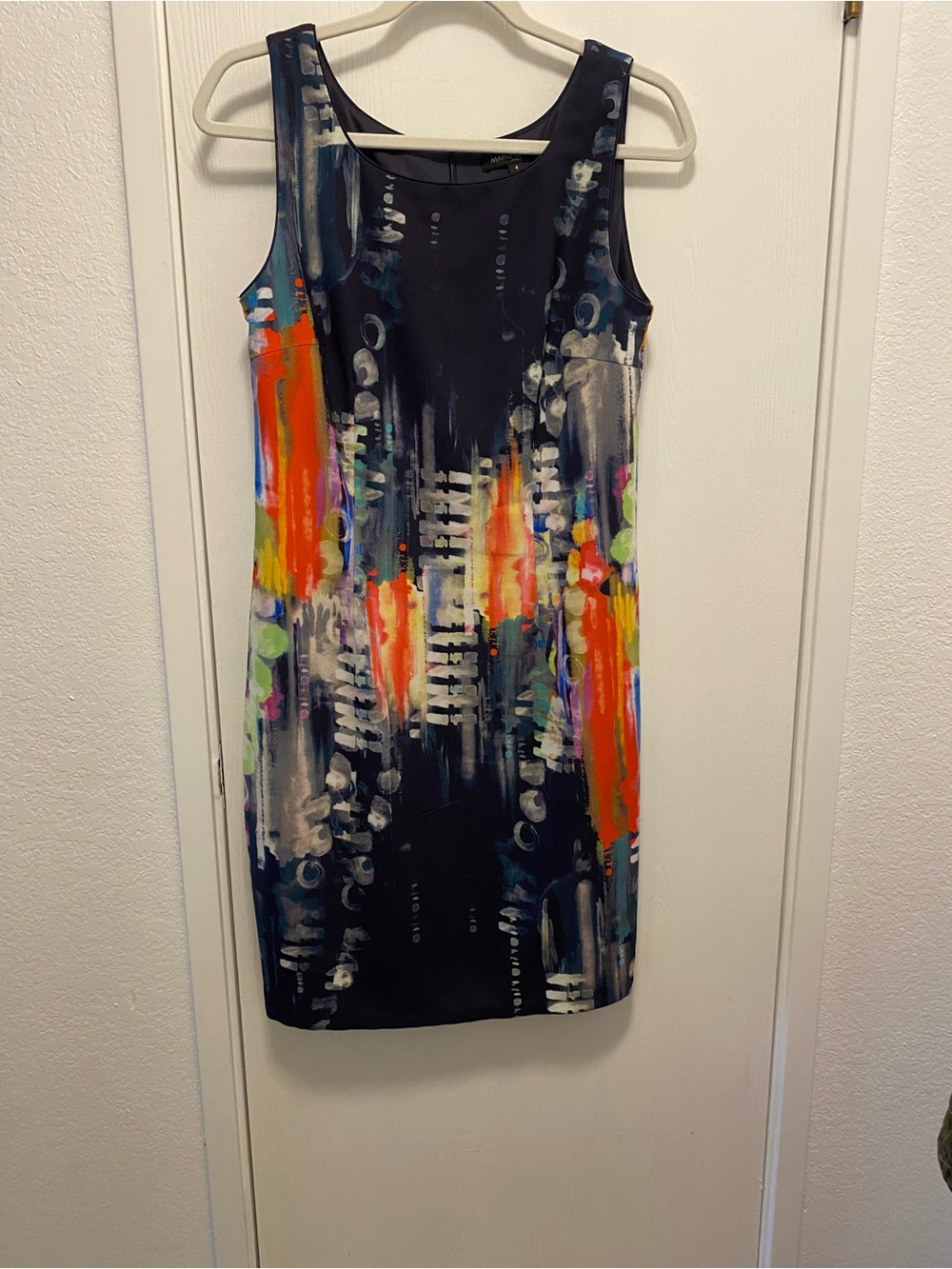Mario Serrani Navy Abstract Print Midi Shift Dress